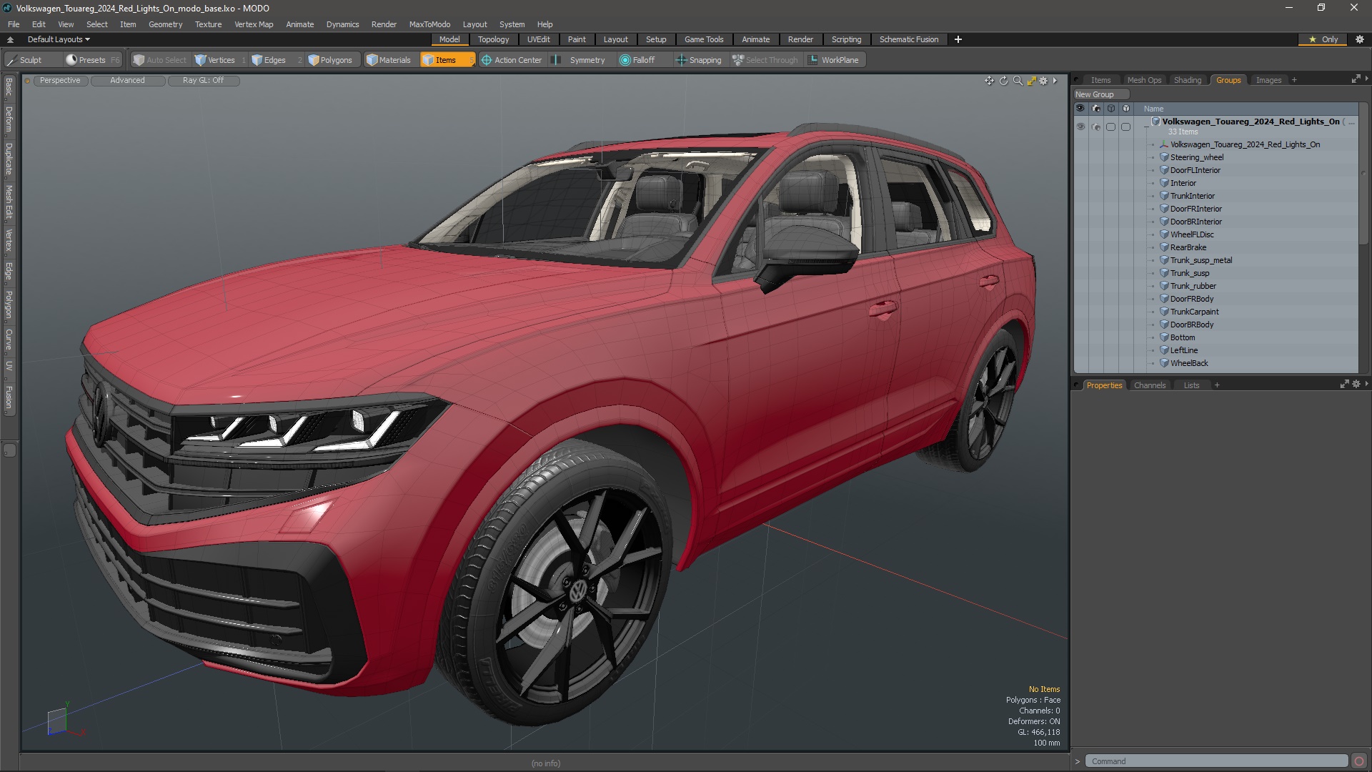 Volkswagen Touareg 2024 Red Lights On 3D