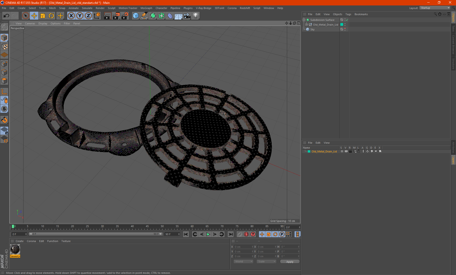 Old Metal Drain Lid 3D model
