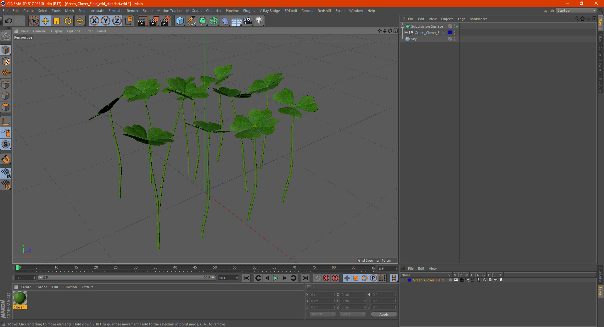 3D Green Clover Field model
