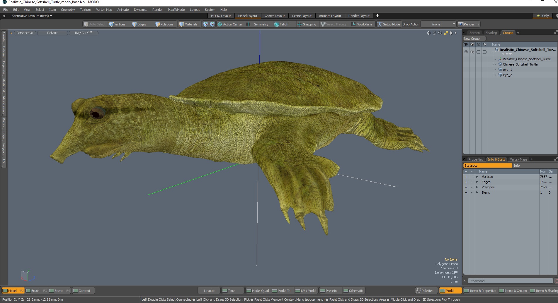 Realistic Chinese Softshell Turtle 3D model