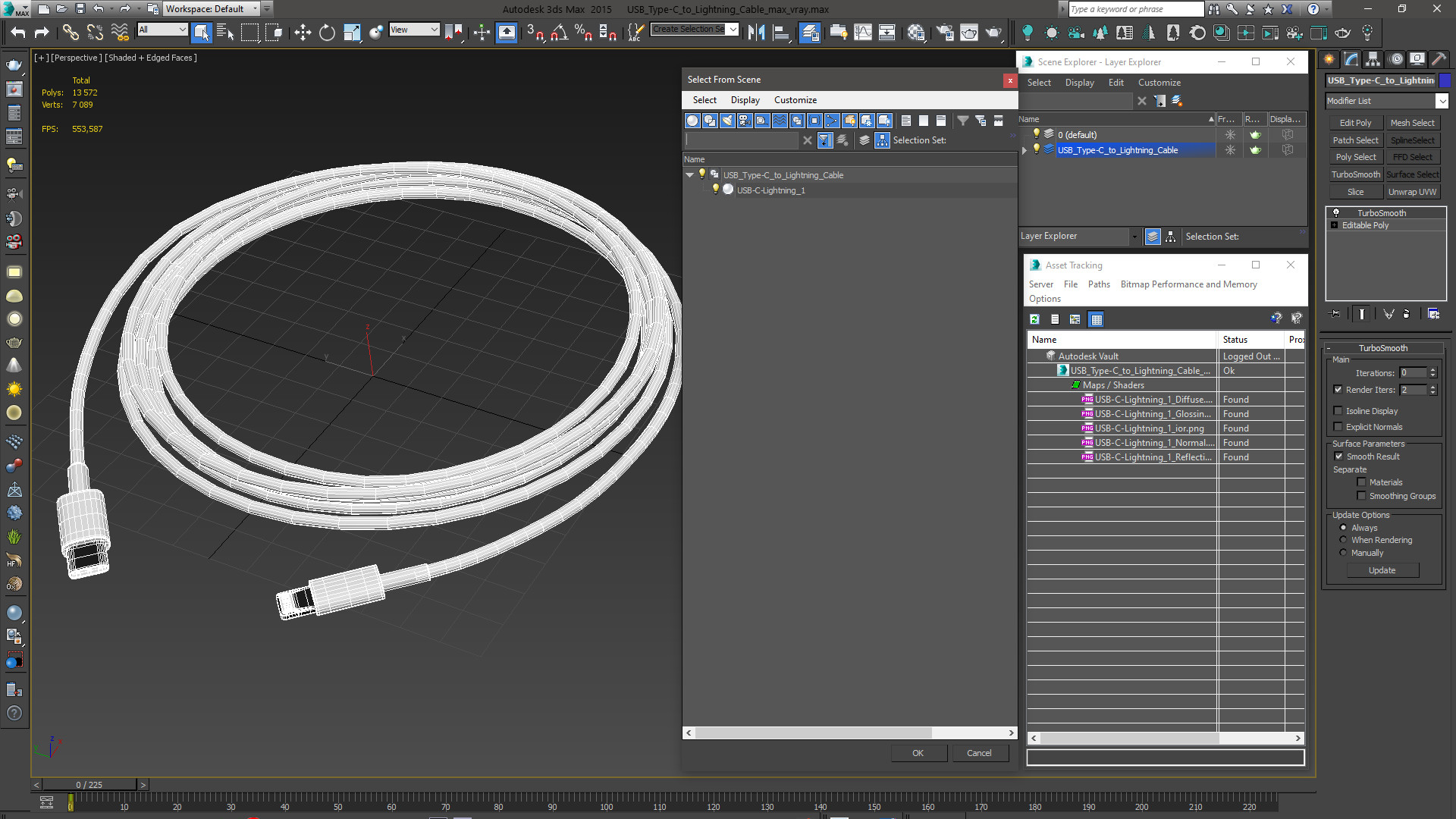 USB Type-C to Lightning Cable 3D model