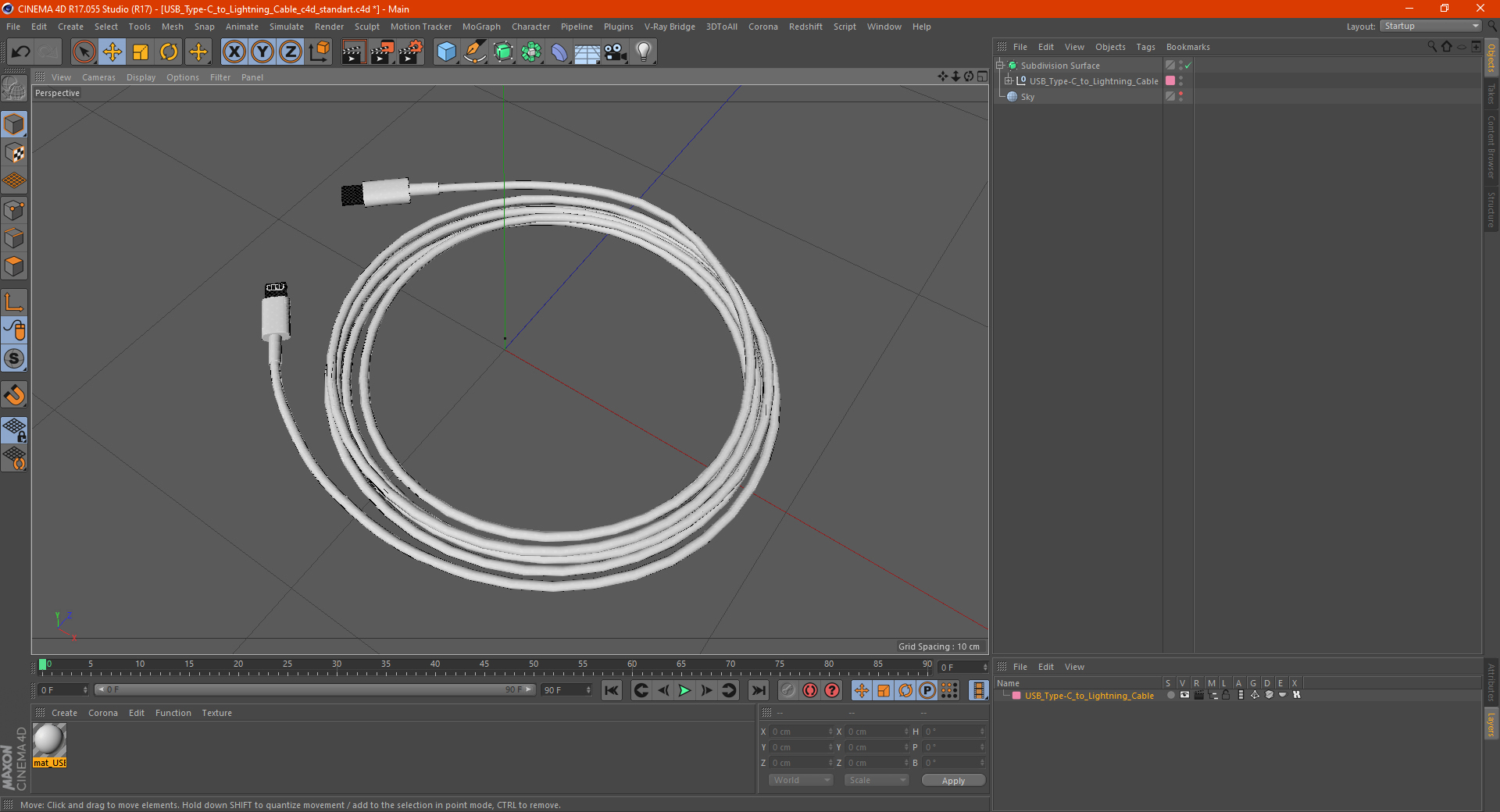 USB Type-C to Lightning Cable 3D model