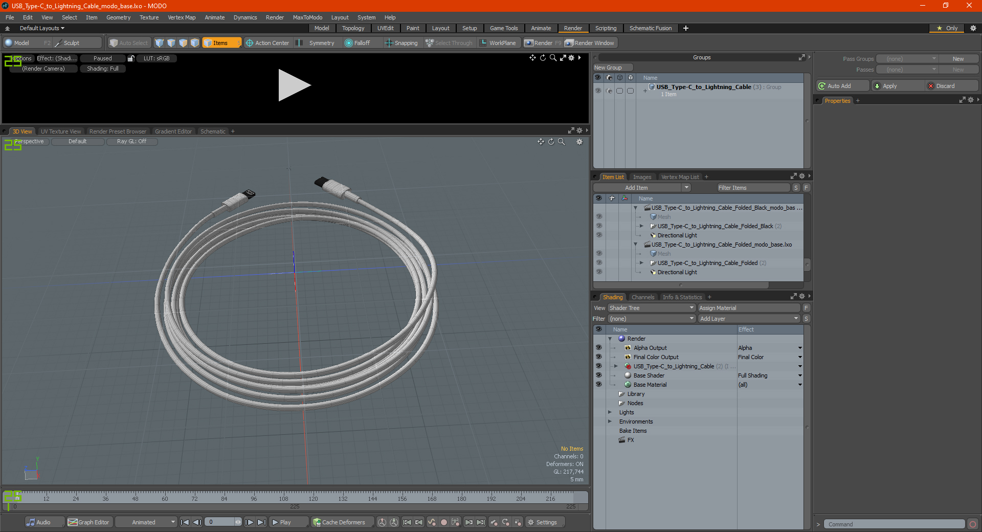 USB Type-C to Lightning Cable 3D model