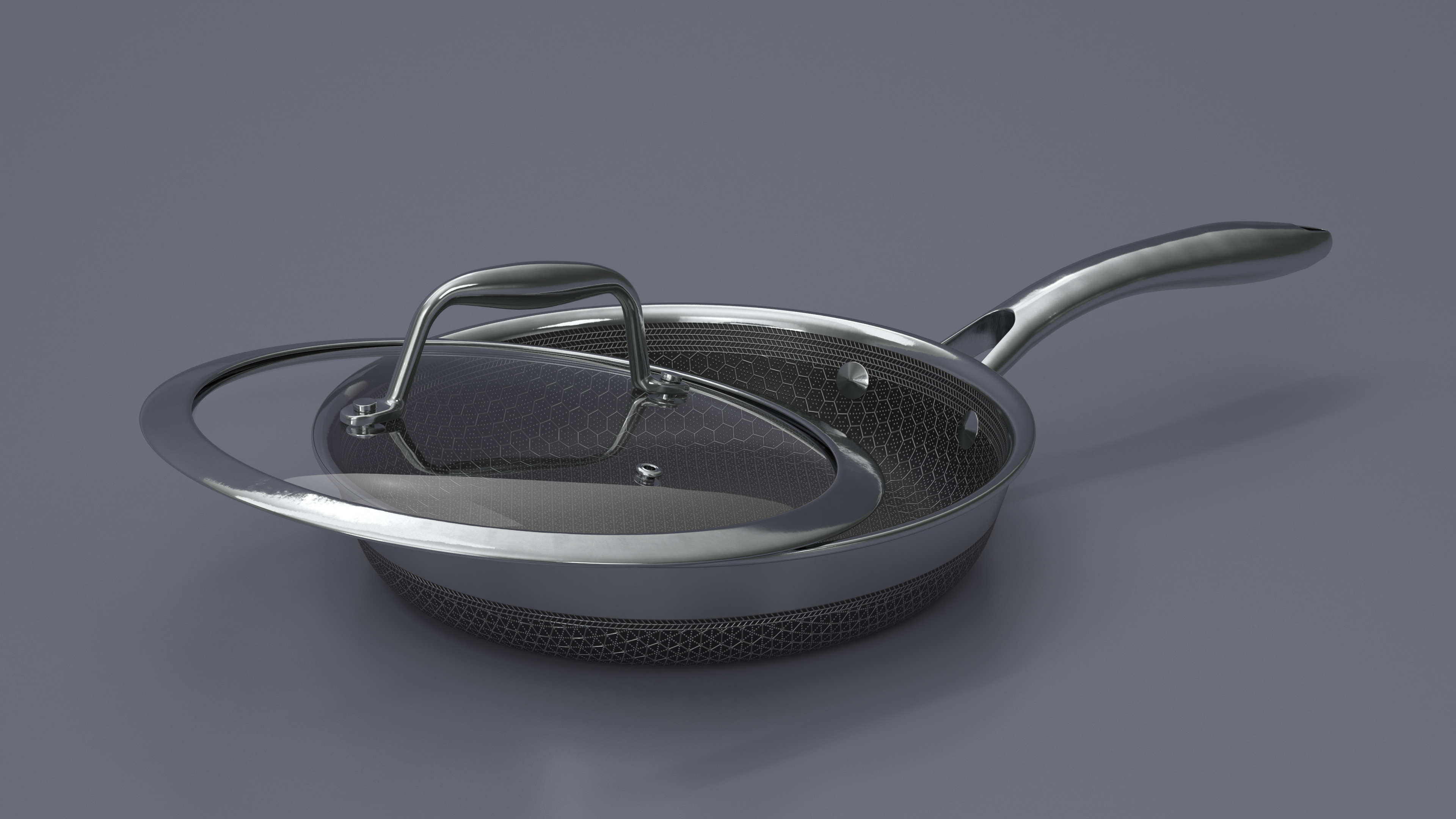 3D HexClad Hybrid Nonstick Pan with Lid 8-inch model