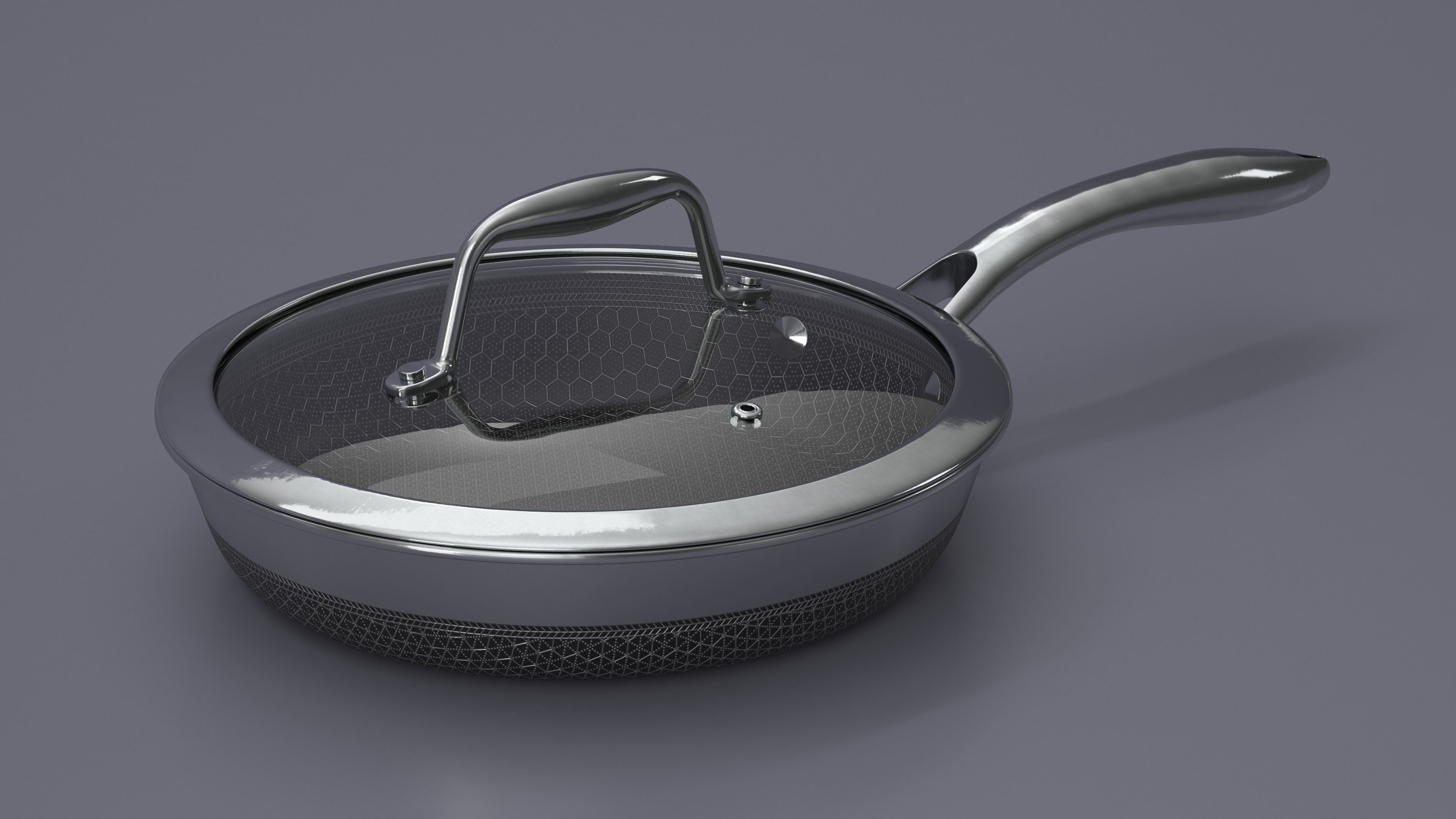 3D HexClad Hybrid Nonstick Pan with Lid 8-inch model