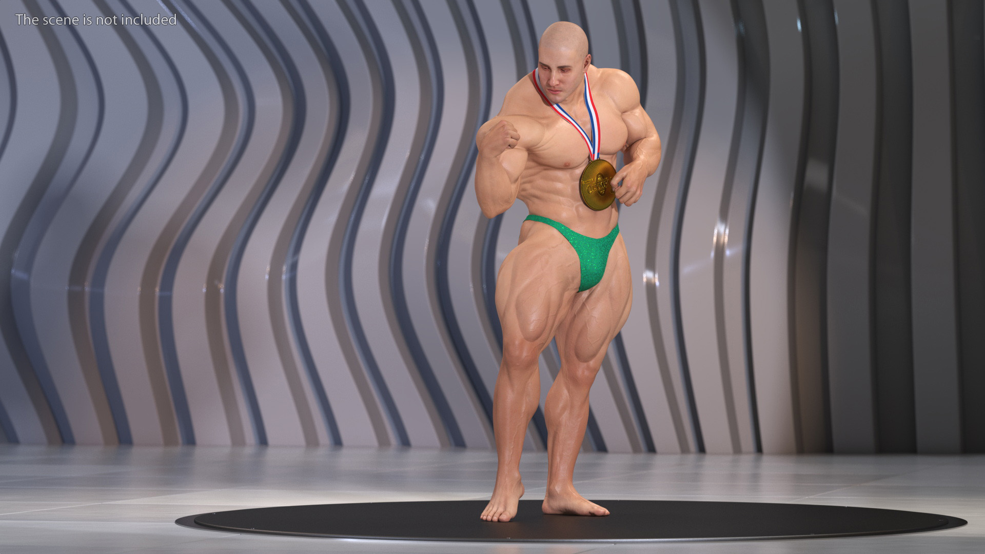 3D Bodybuilder Fitness Man Flexing Pose
