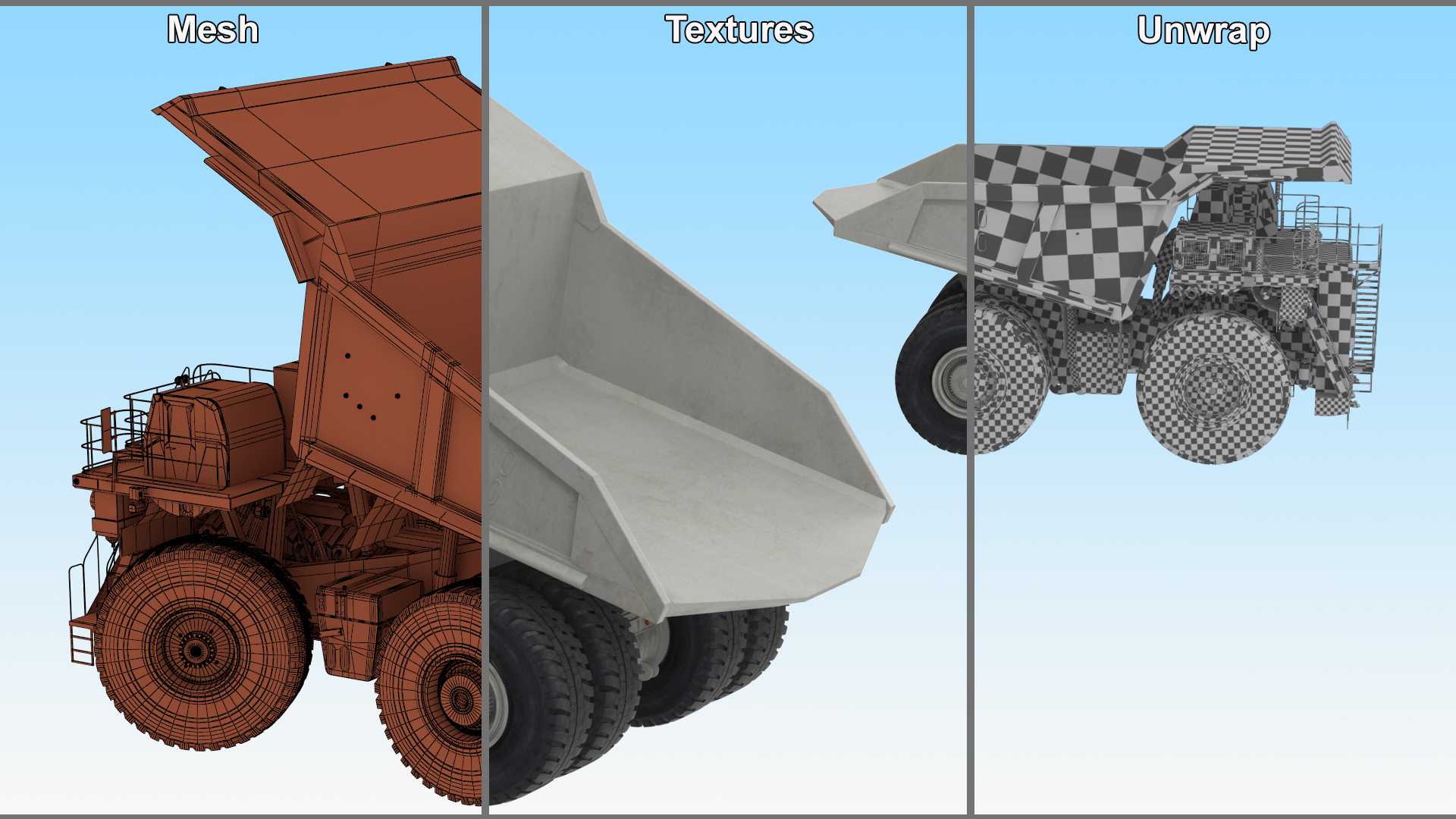 Heavy Duty Mining Dump Truck Rigged for Cinema 4D 3D model