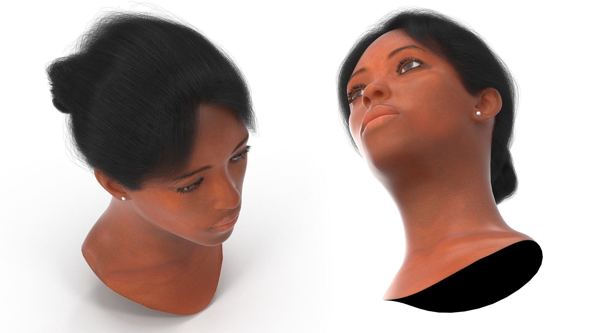 3D model Black Woman Head Fur