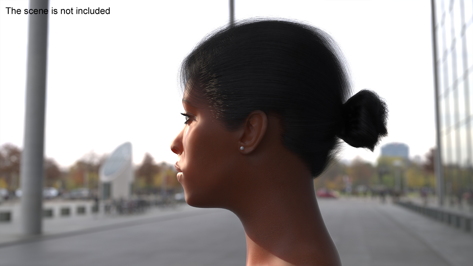 3D model Black Woman Head Fur