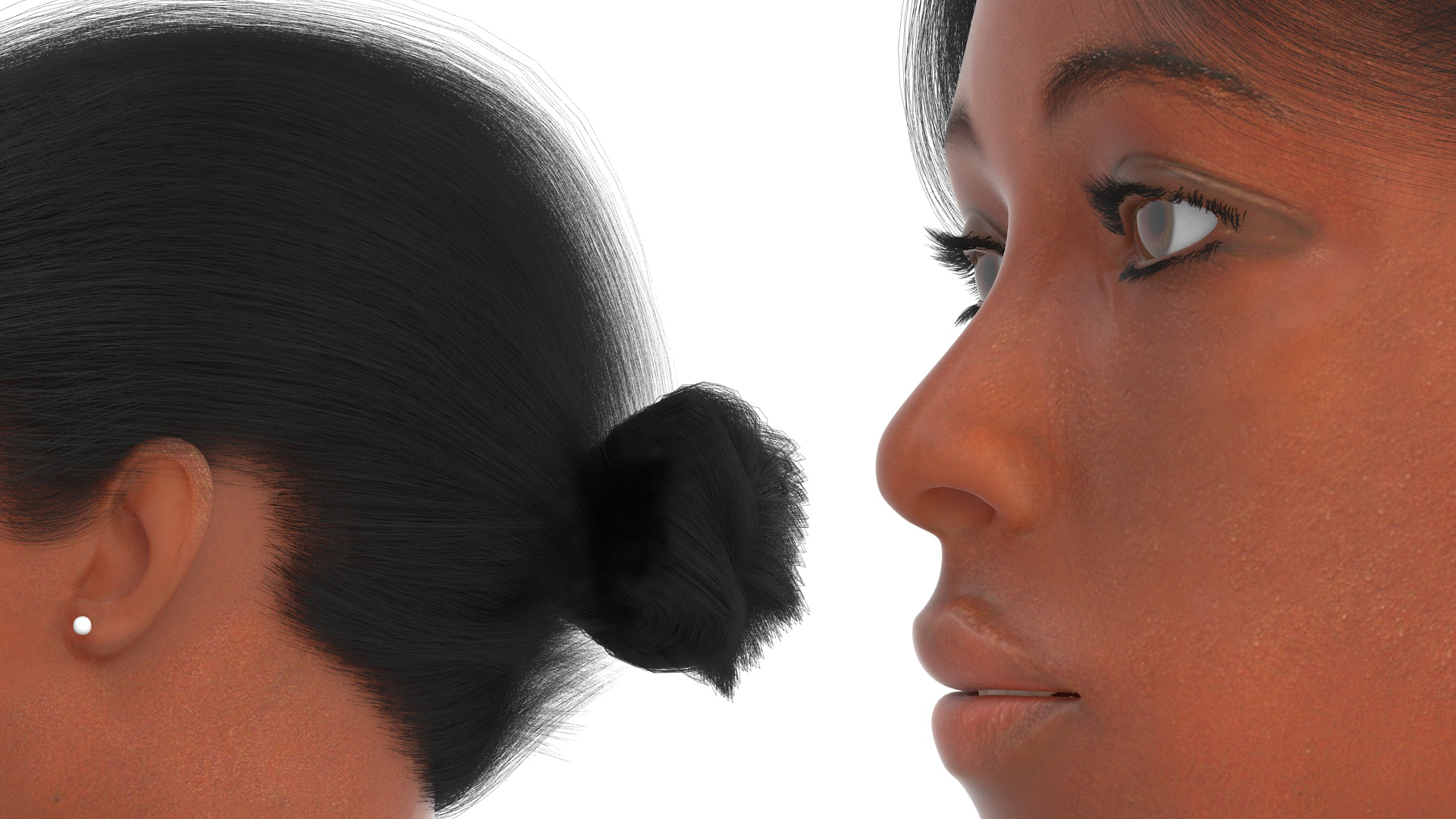 3D model Black Woman Head Fur