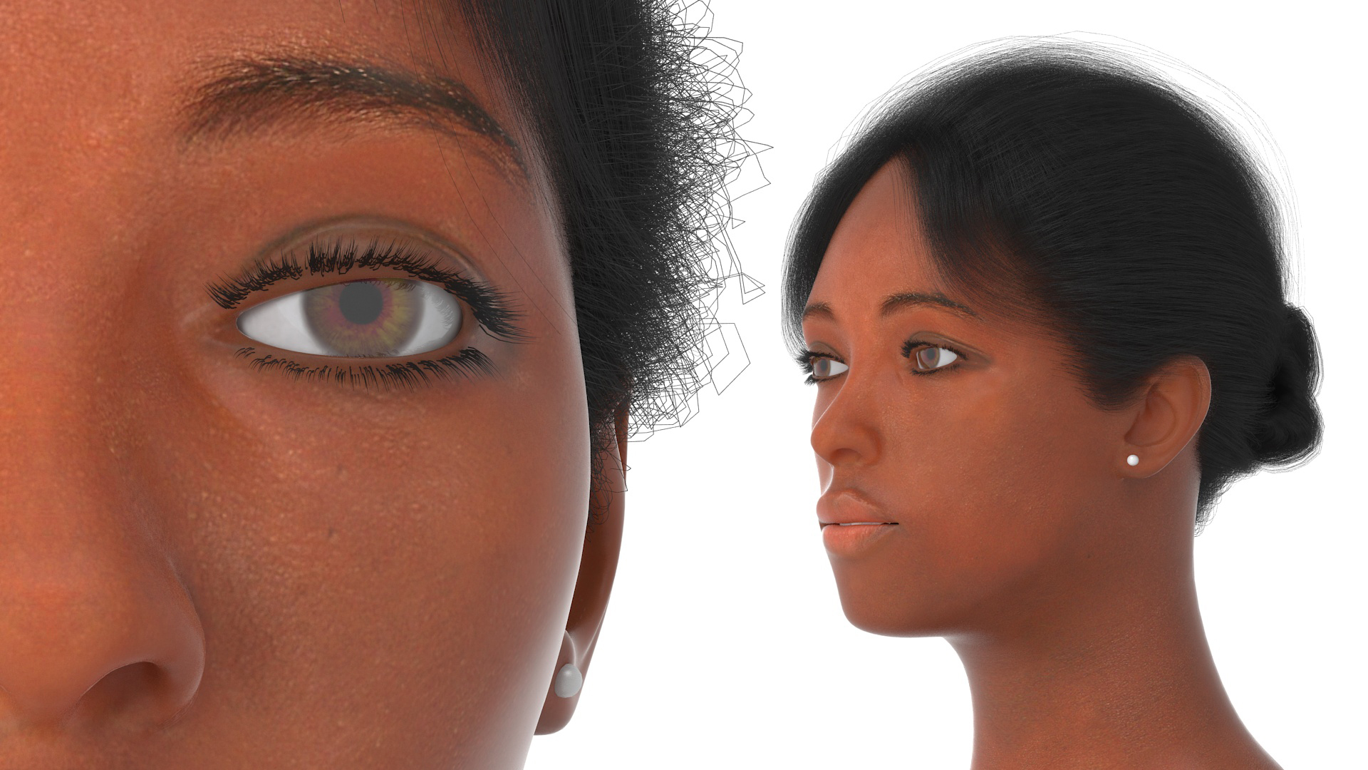 3D model Black Woman Head Fur