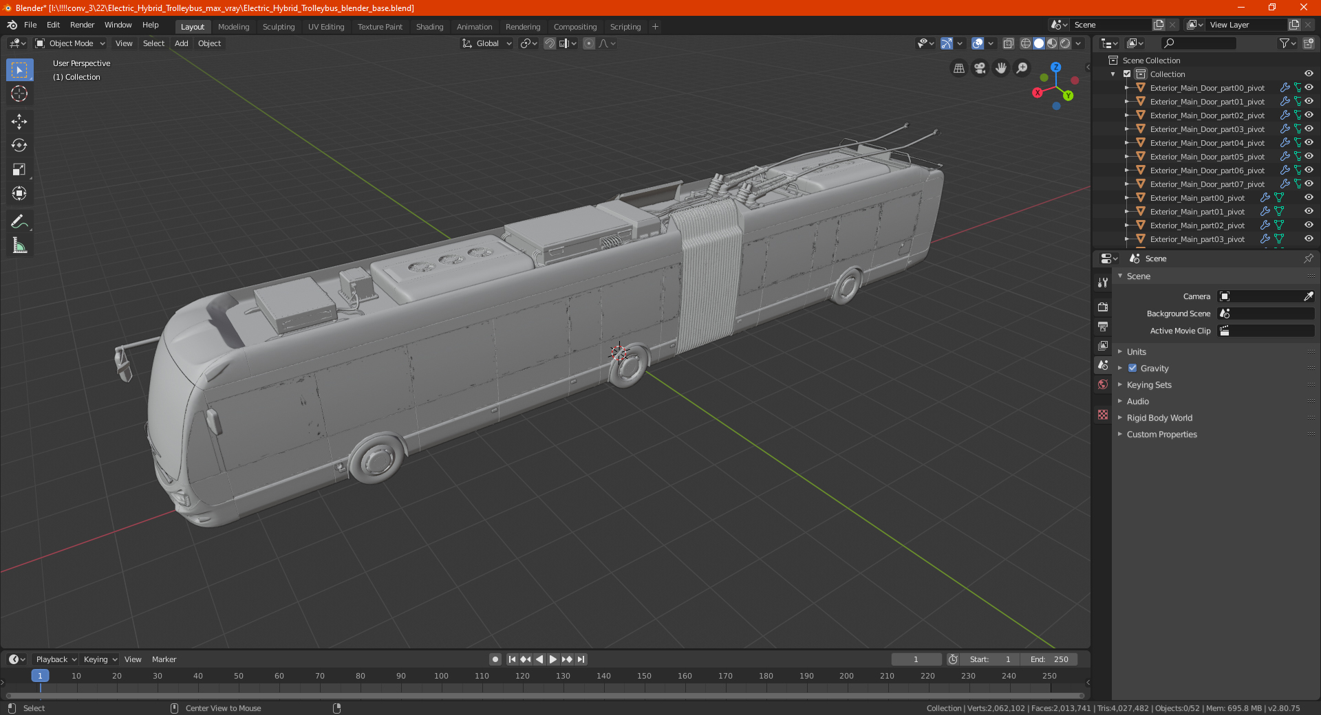 3D Electric Hybrid Trolleybus