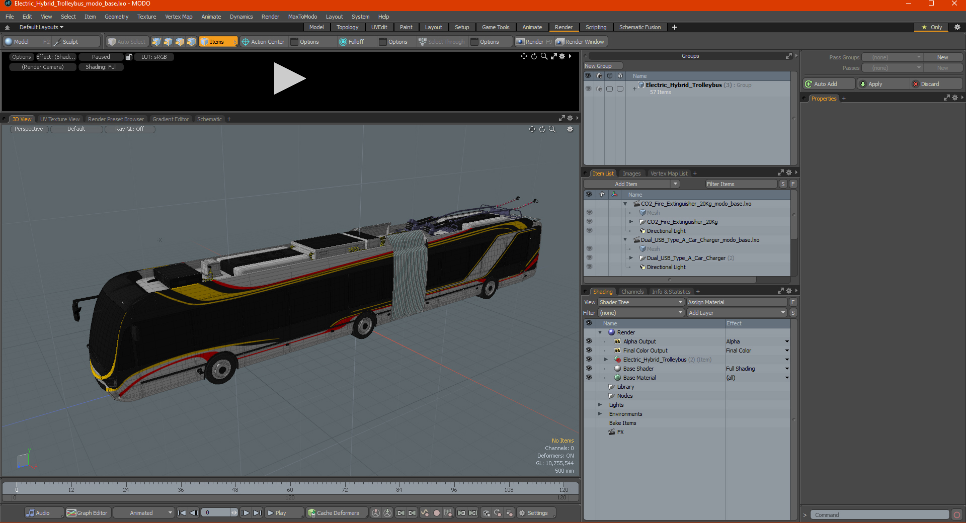 3D Electric Hybrid Trolleybus
