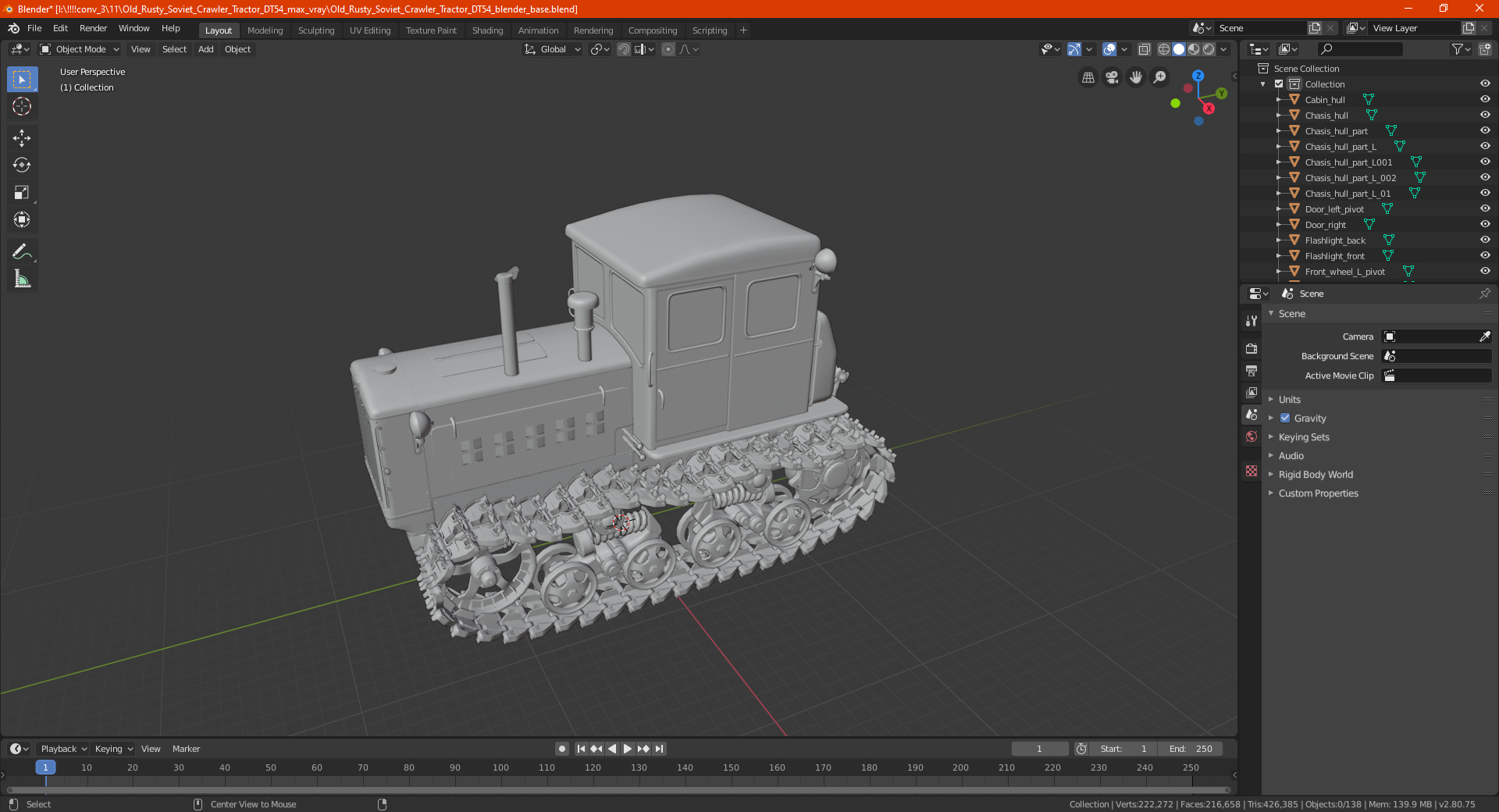 3D Old Soviet Tractor DT54 model