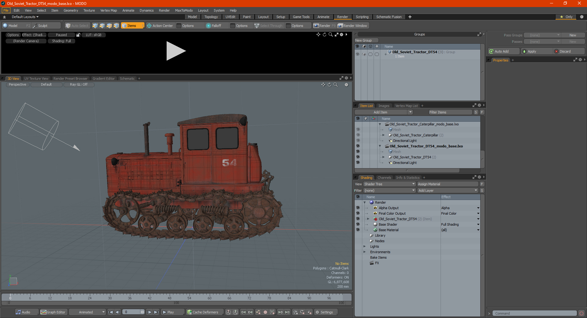 3D Old Soviet Tractor DT54 model