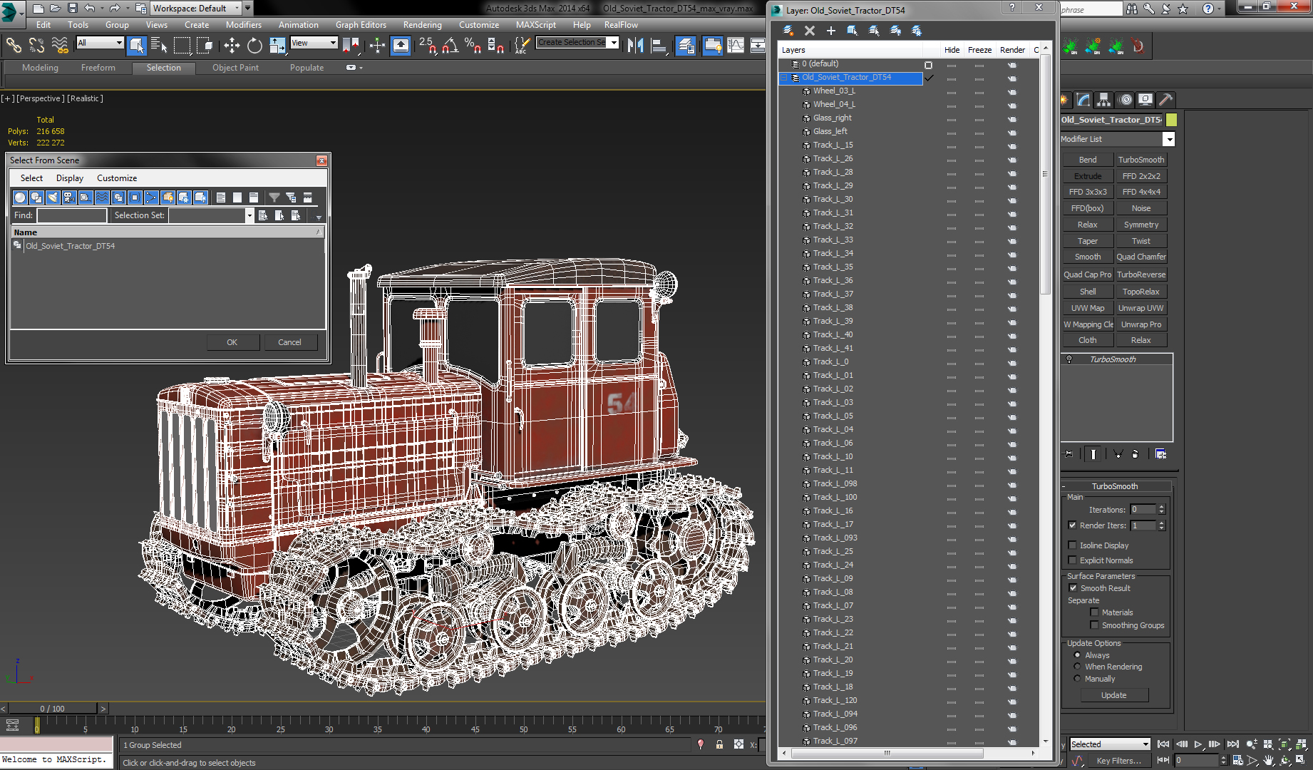 3D Old Soviet Tractor DT54 model