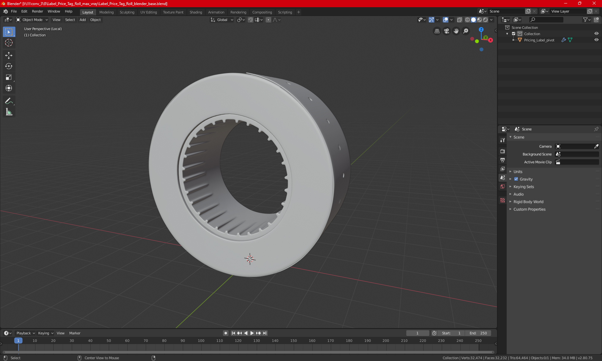 3D model Label Price Tag Roll