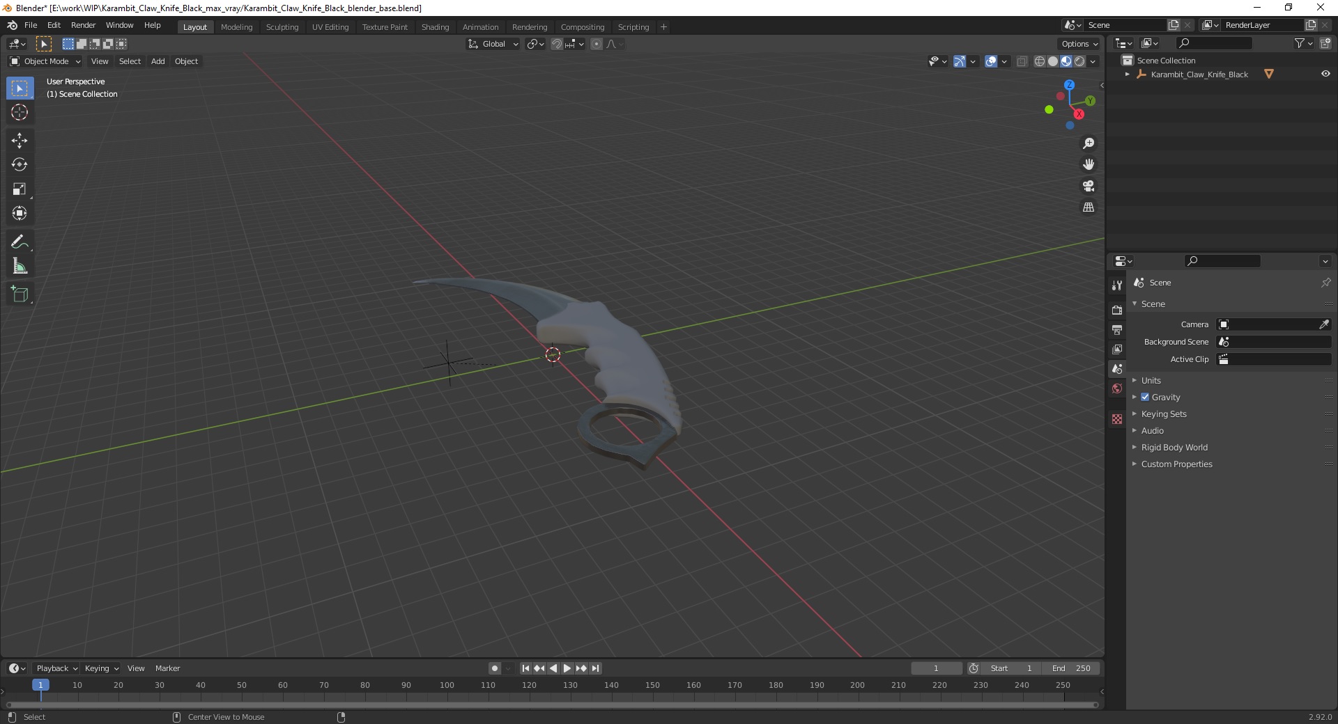 3D model Karambit Claw Knife Black