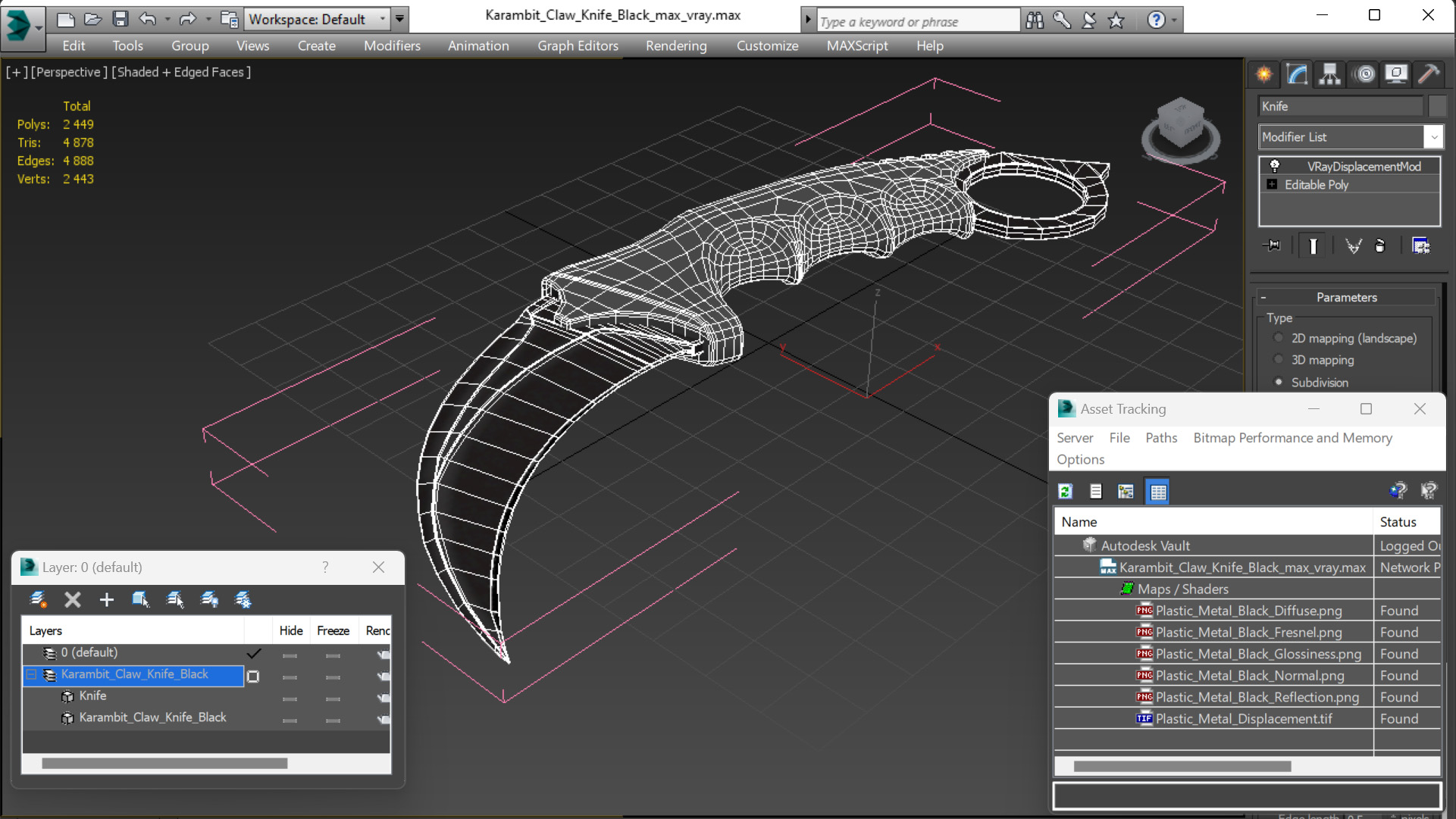 3D model Karambit Claw Knife Black
