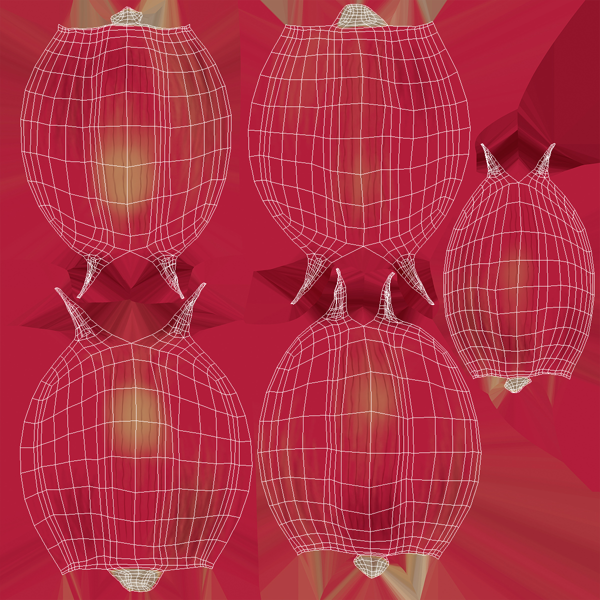 Five Garlic Cloves Red 3D
