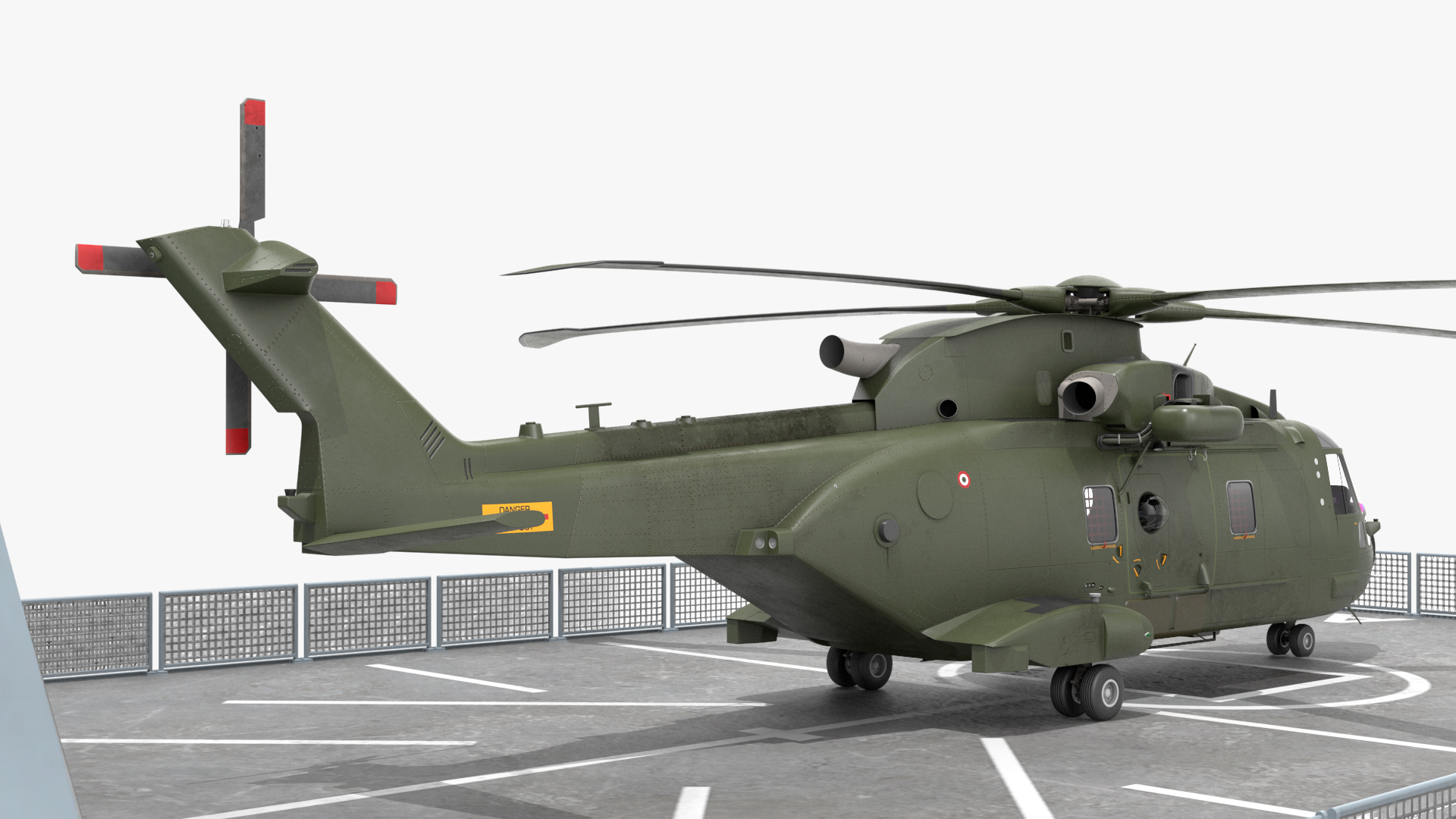 Royal Navy Type 45 Destroyer with AW101 Helicopter Rigged 3D