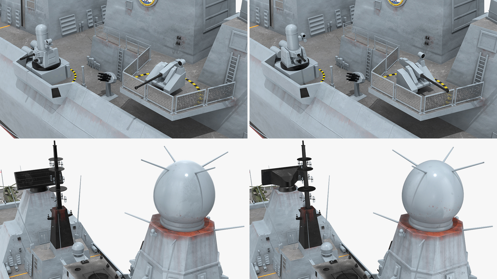 Royal Navy Type 45 Destroyer with AW101 Helicopter Rigged 3D