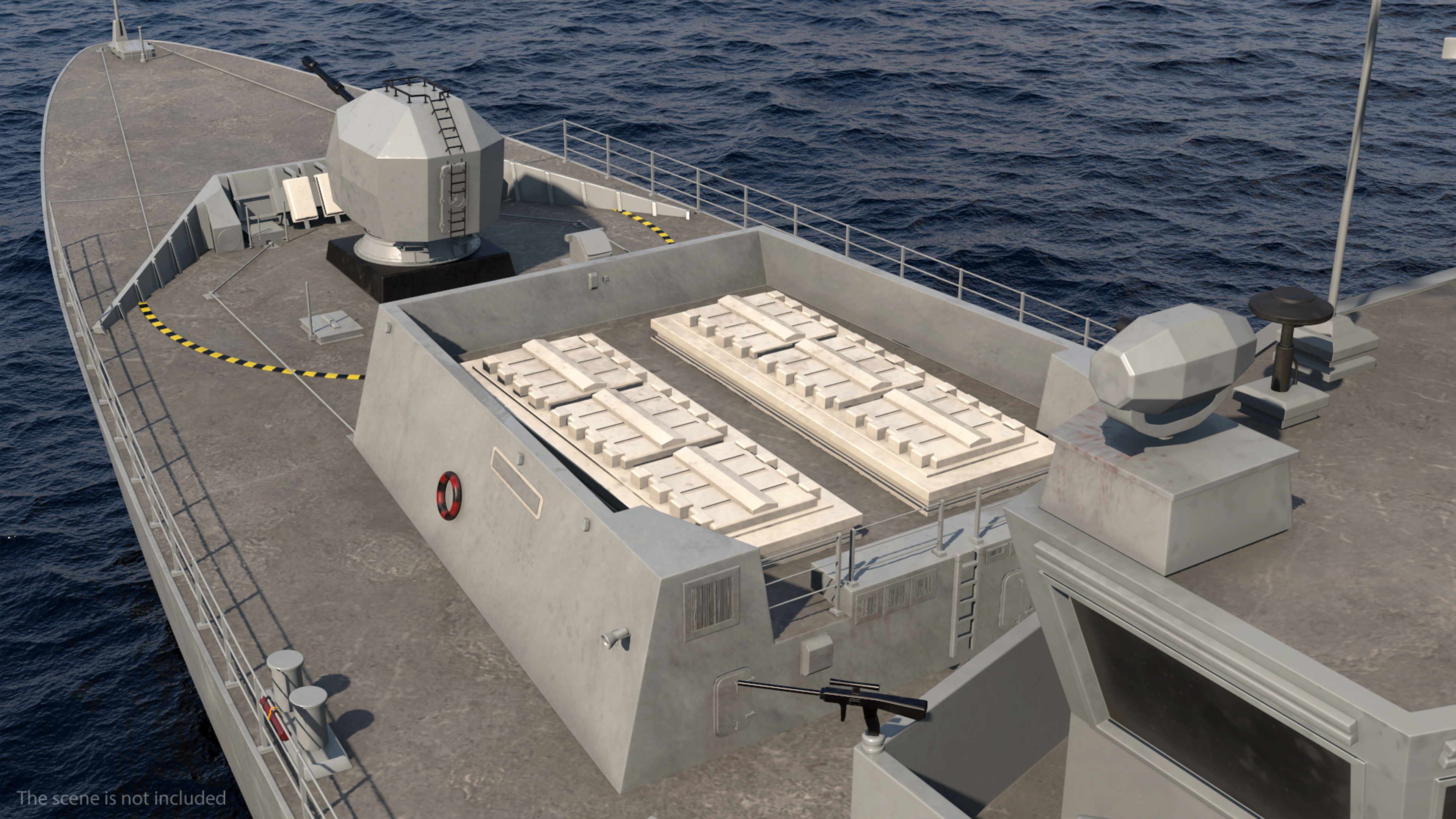 Royal Navy Type 45 Destroyer with AW101 Helicopter Rigged 3D