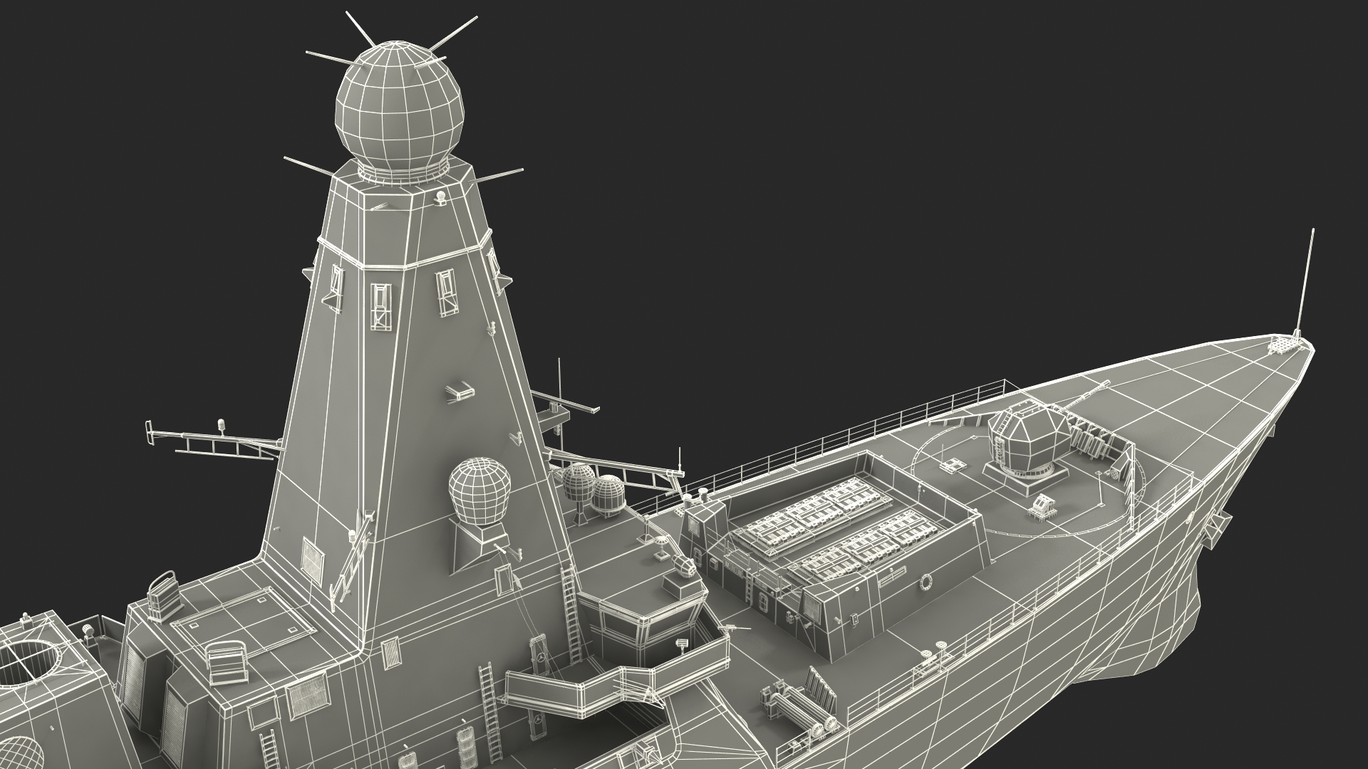 Royal Navy Type 45 Destroyer with AW101 Helicopter Rigged 3D