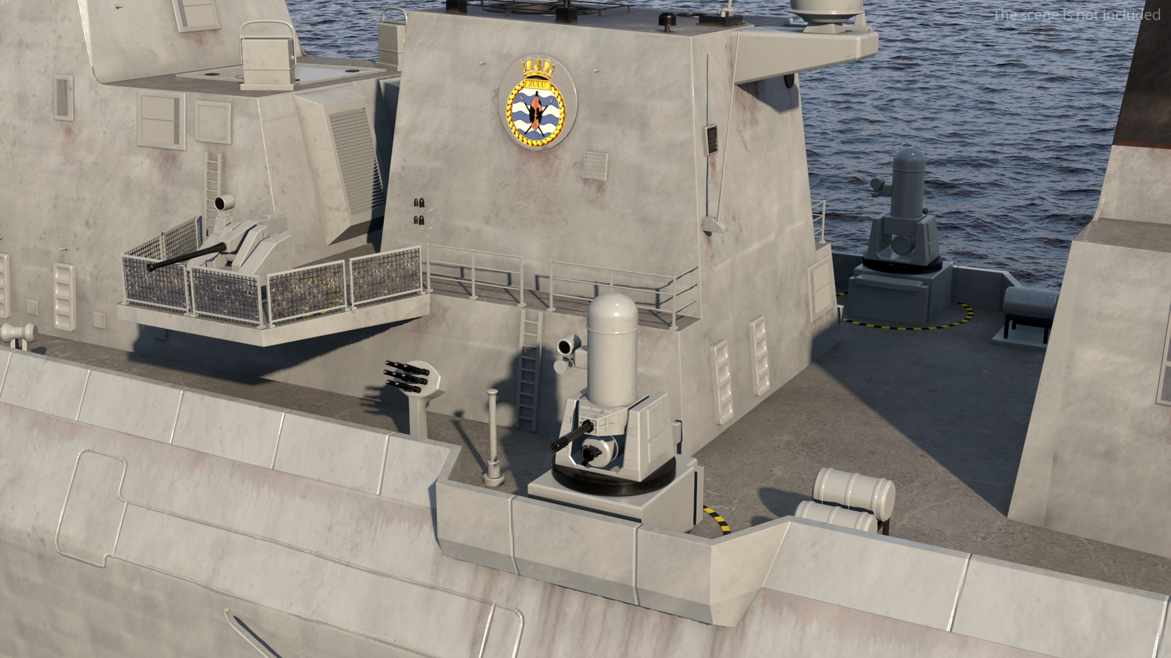 Royal Navy Type 45 Destroyer with AW101 Helicopter Rigged 3D