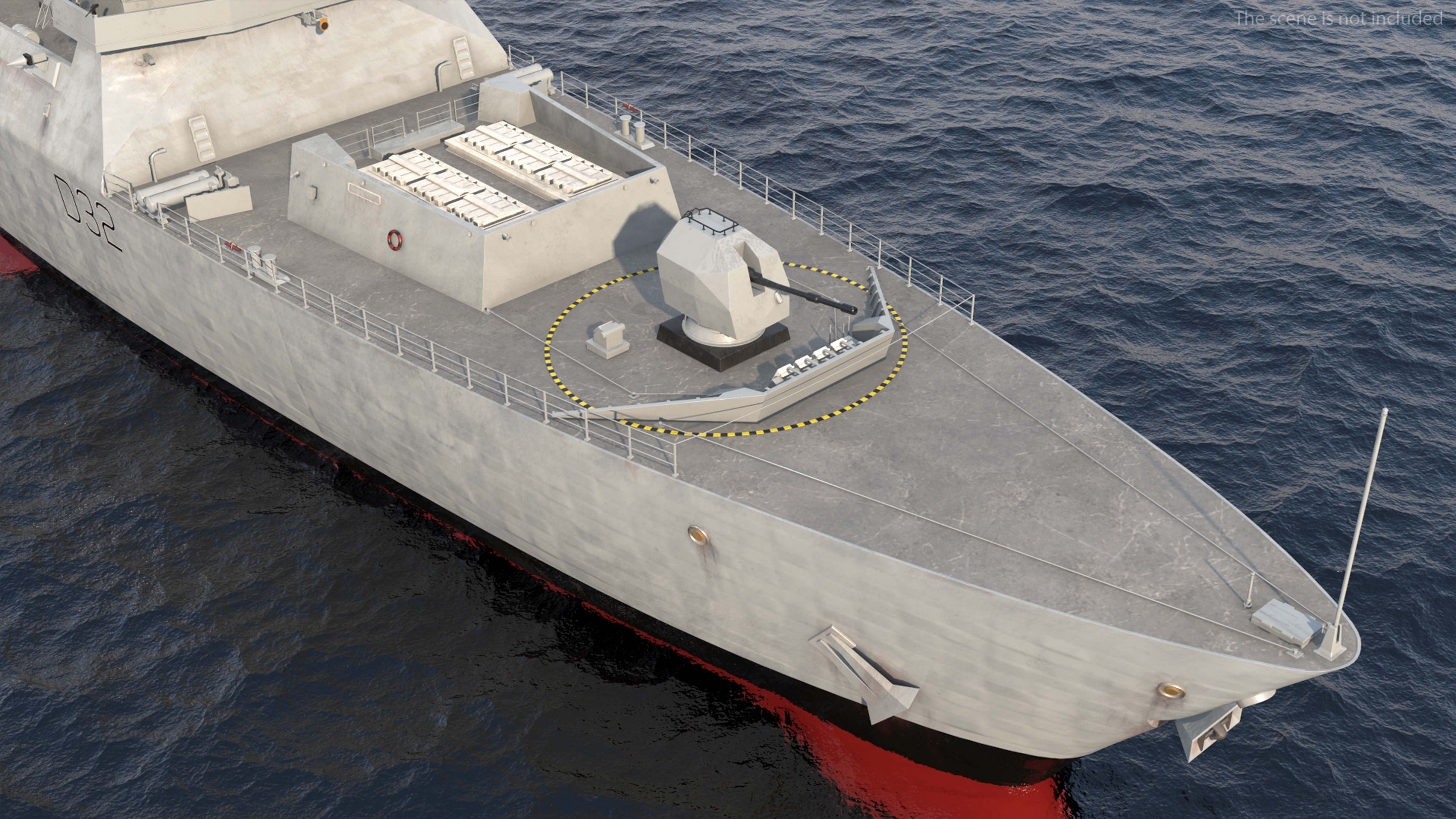 Royal Navy Type 45 Destroyer with AW101 Helicopter Rigged 3D