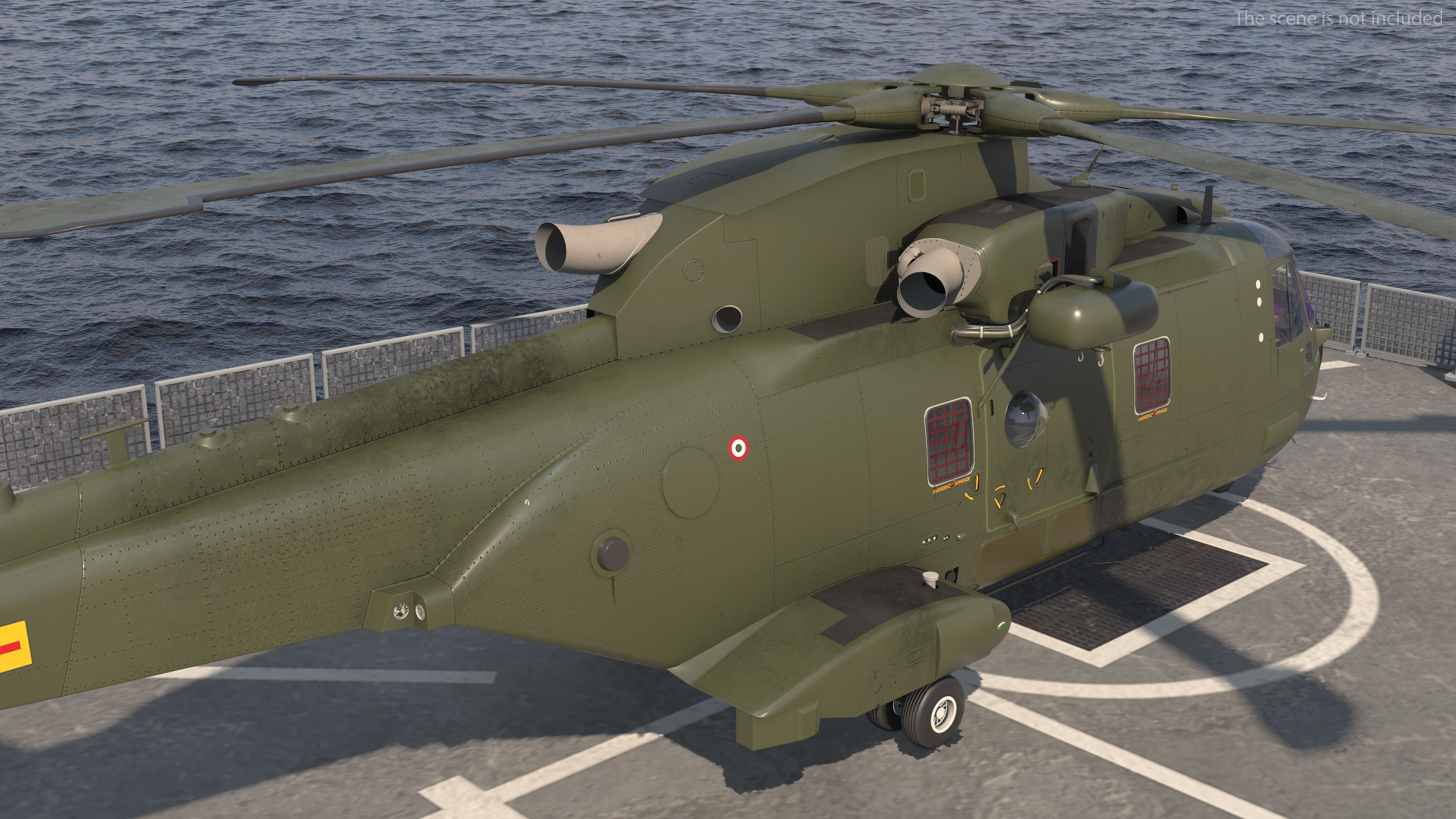 Royal Navy Type 45 Destroyer with AW101 Helicopter Rigged 3D