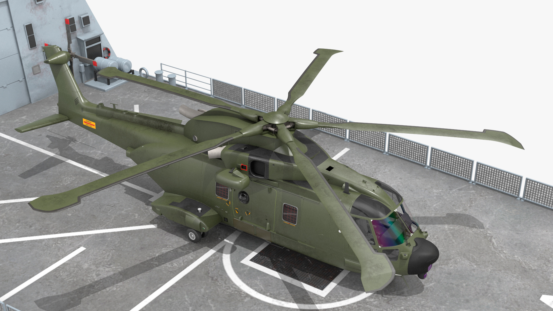 Royal Navy Type 45 Destroyer with AW101 Helicopter Rigged 3D