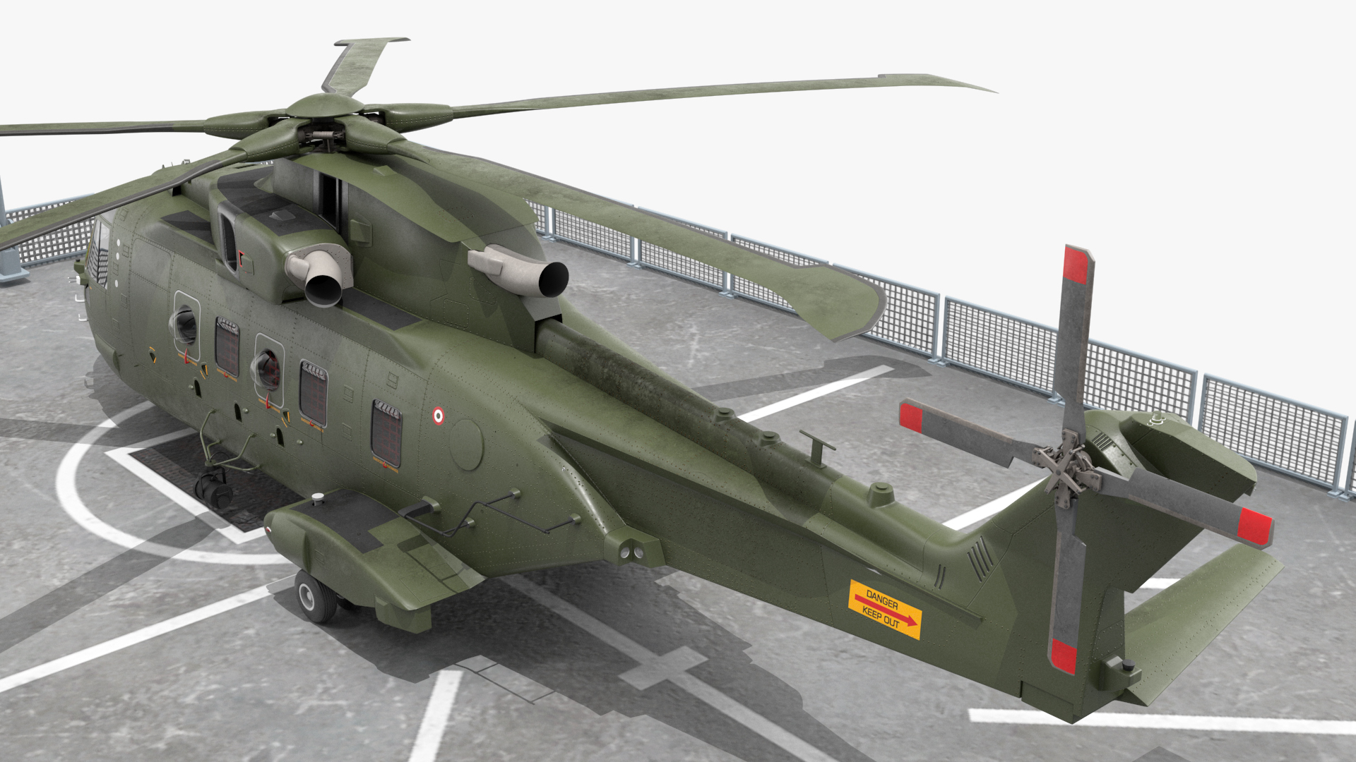 Royal Navy Type 45 Destroyer with AW101 Helicopter Rigged 3D