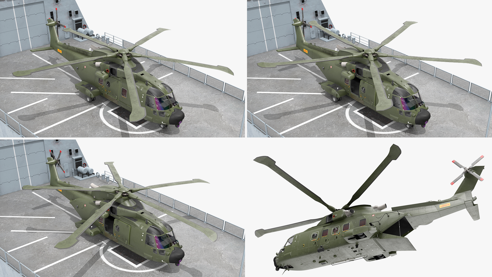 Royal Navy Type 45 Destroyer with AW101 Helicopter Rigged 3D