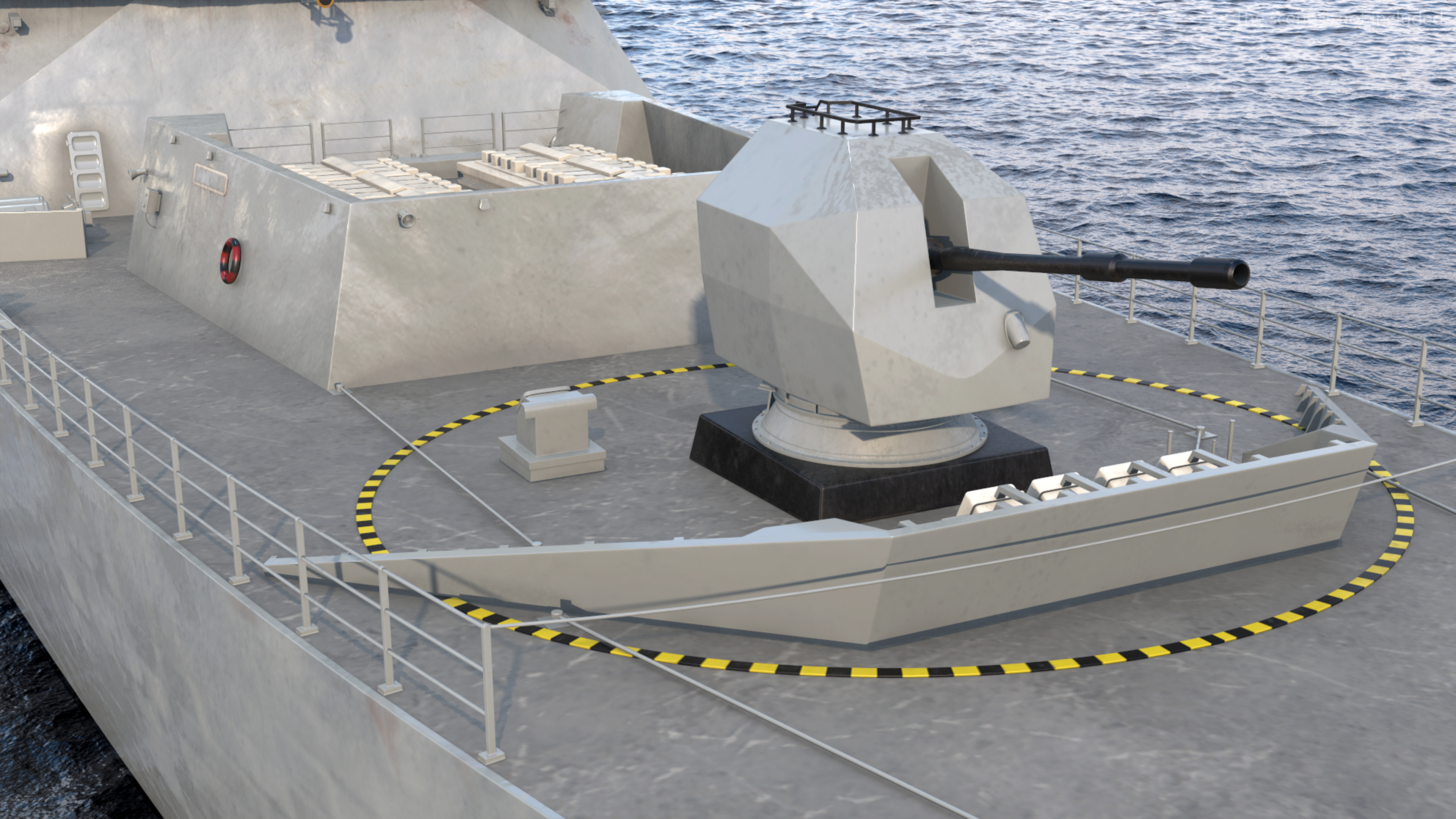 Royal Navy Type 45 Destroyer with AW101 Helicopter Rigged 3D