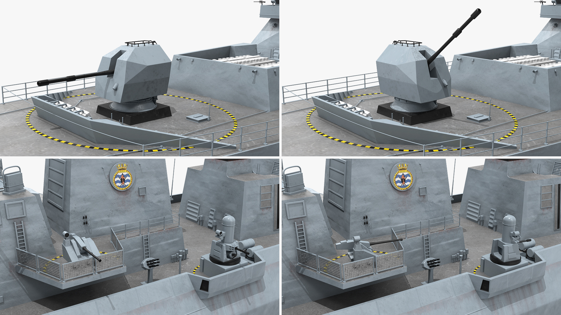 Royal Navy Type 45 Destroyer with AW101 Helicopter Rigged 3D