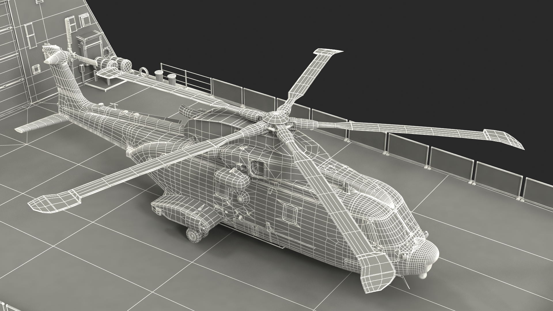 Royal Navy Type 45 Destroyer with AW101 Helicopter Rigged 3D