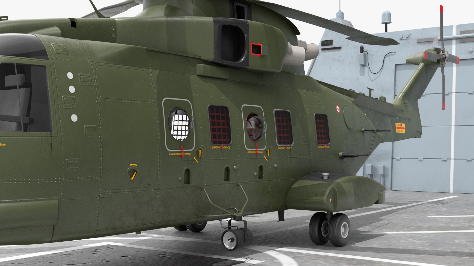 Royal Navy Type 45 Destroyer with AW101 Helicopter Rigged 3D
