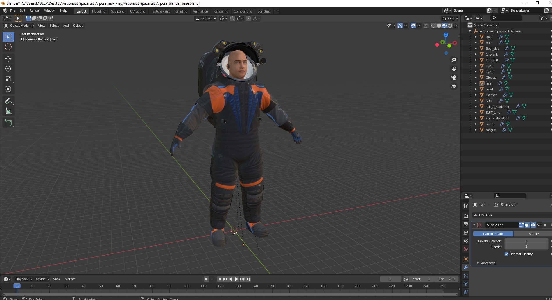 3D Astronaut Spacesuit A pose