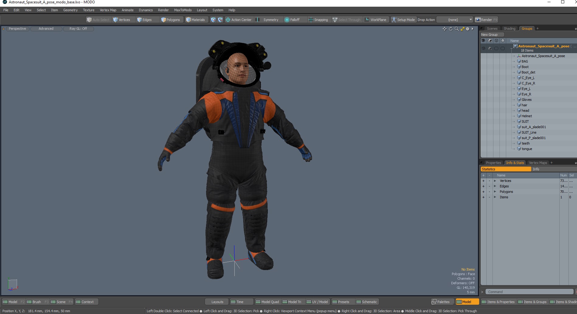 3D Astronaut Spacesuit A pose