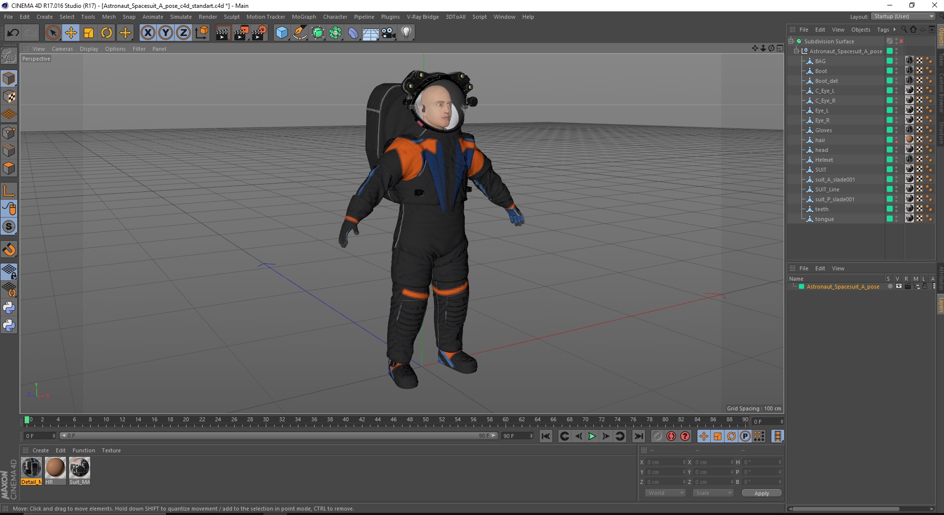 3D Astronaut Spacesuit A pose