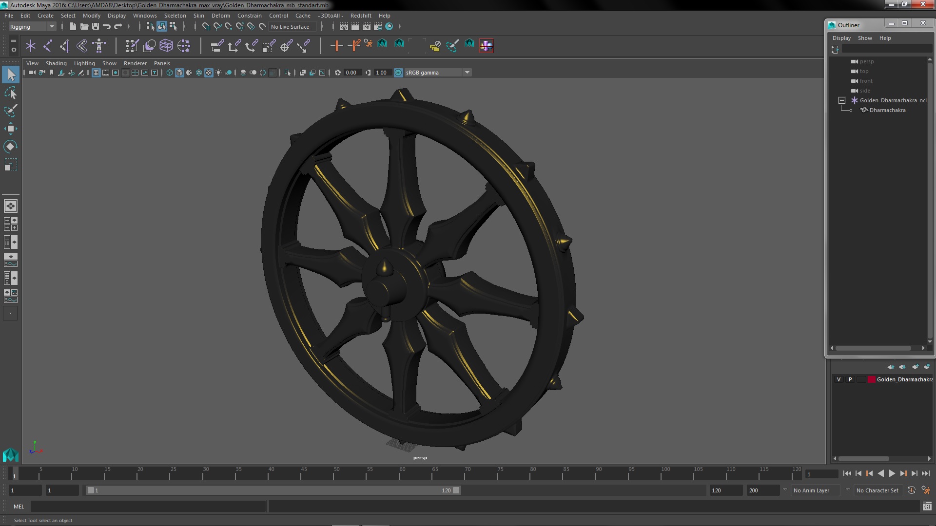 Golden Dharmachakra 3D model