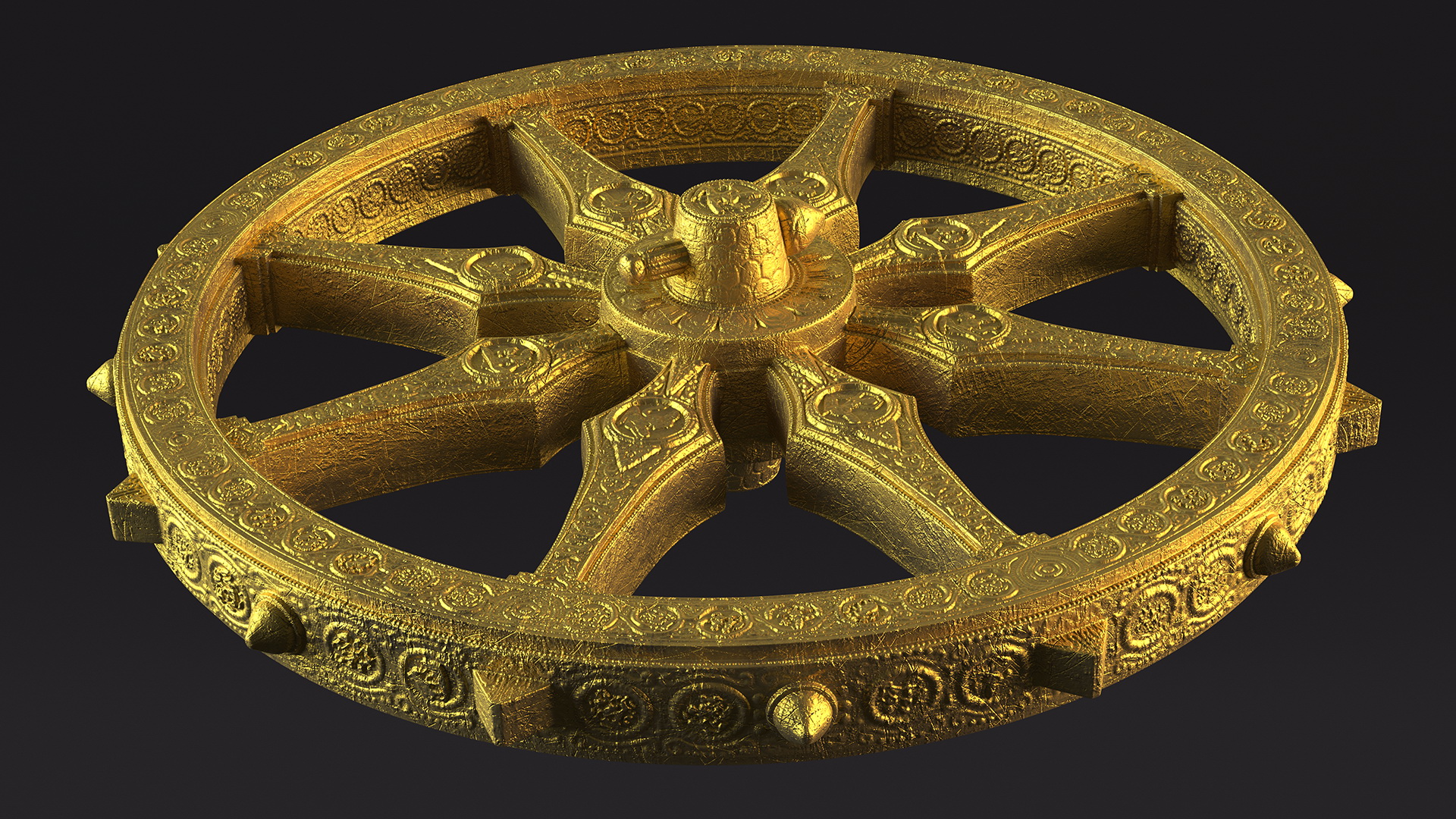 Golden Dharmachakra 3D model