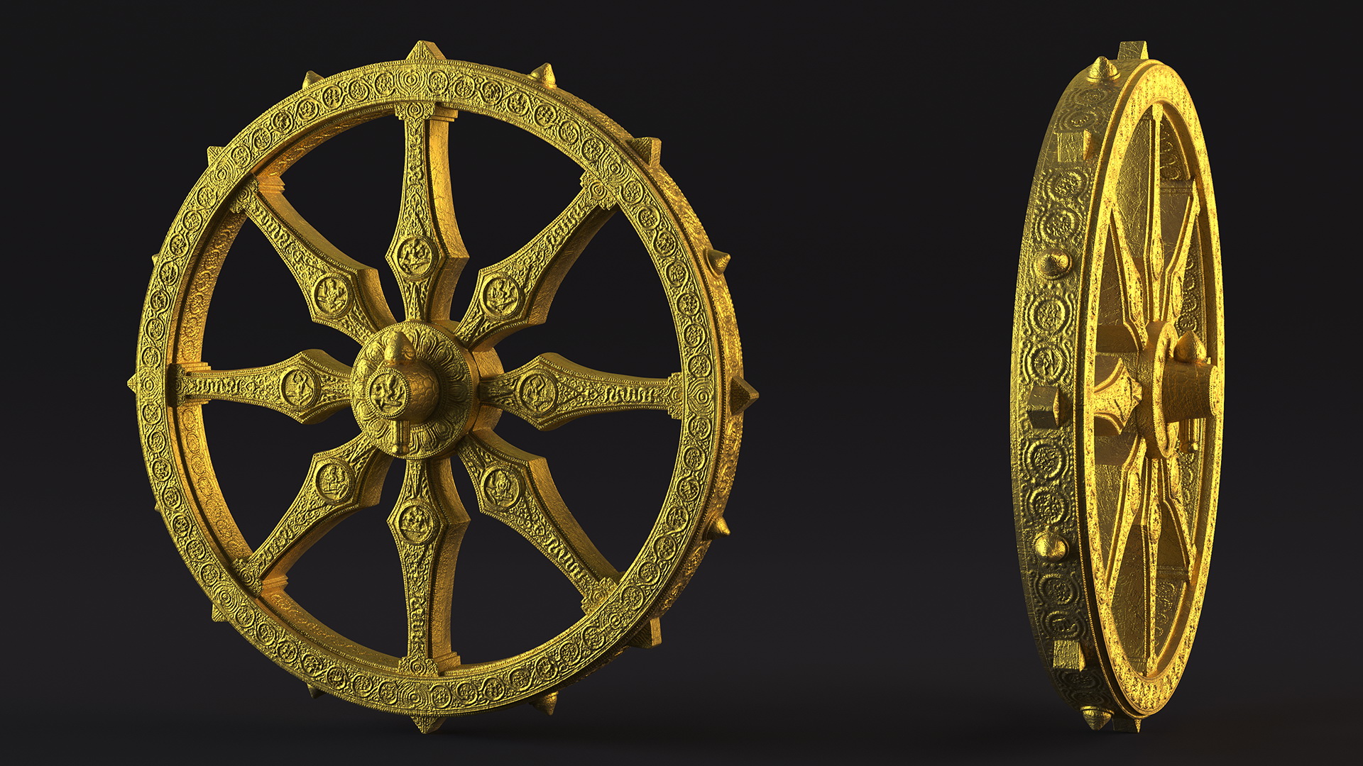 Golden Dharmachakra 3D model