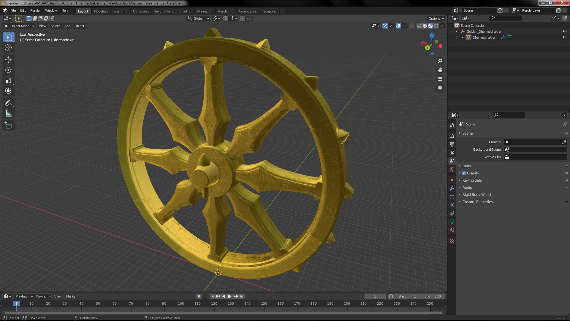 Golden Dharmachakra 3D model