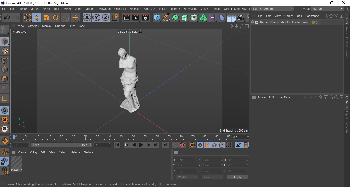 3D Statue of Venus de Milo Plaster