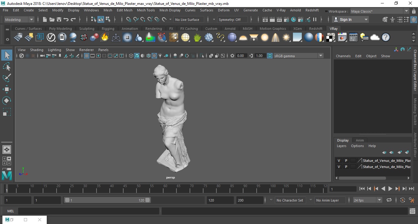 3D Statue of Venus de Milo Plaster