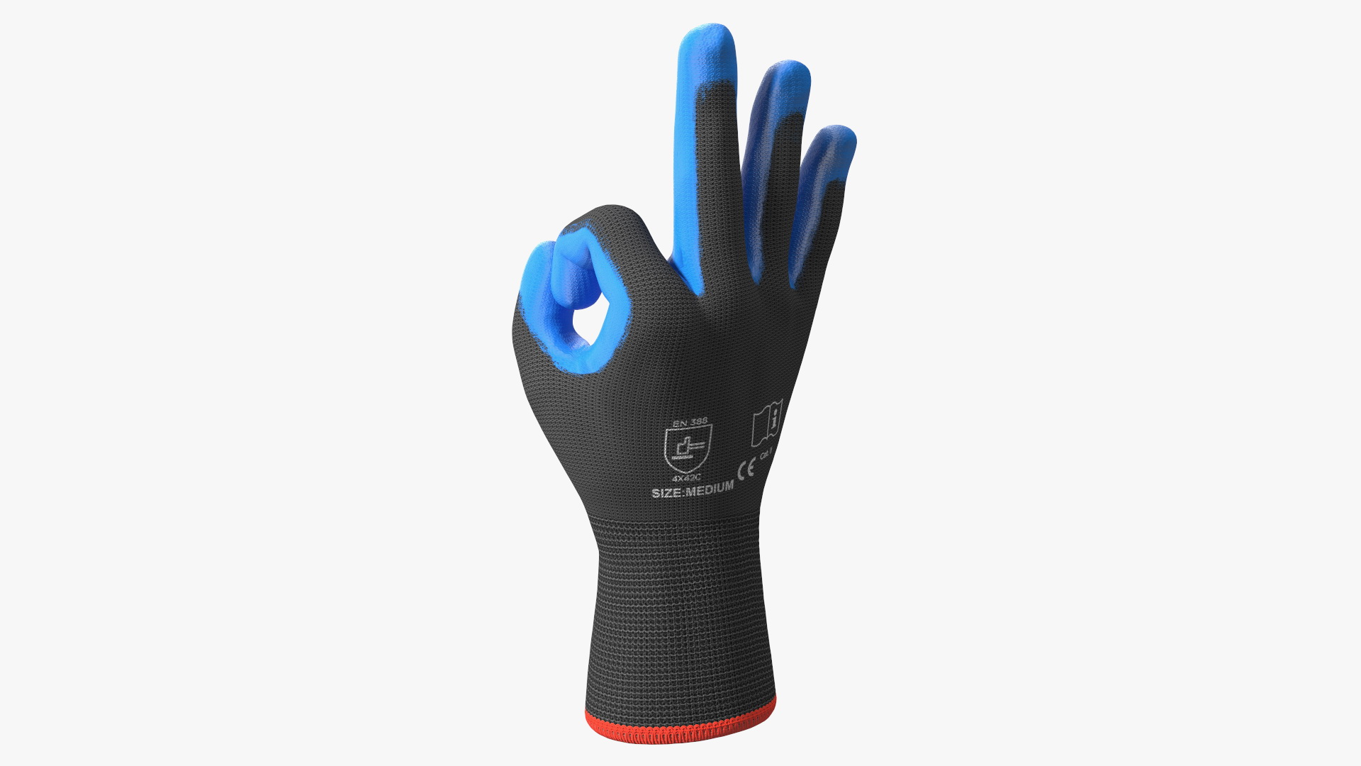 Safety Work Gloves OK Hand Gesture Blue Gray 3D model