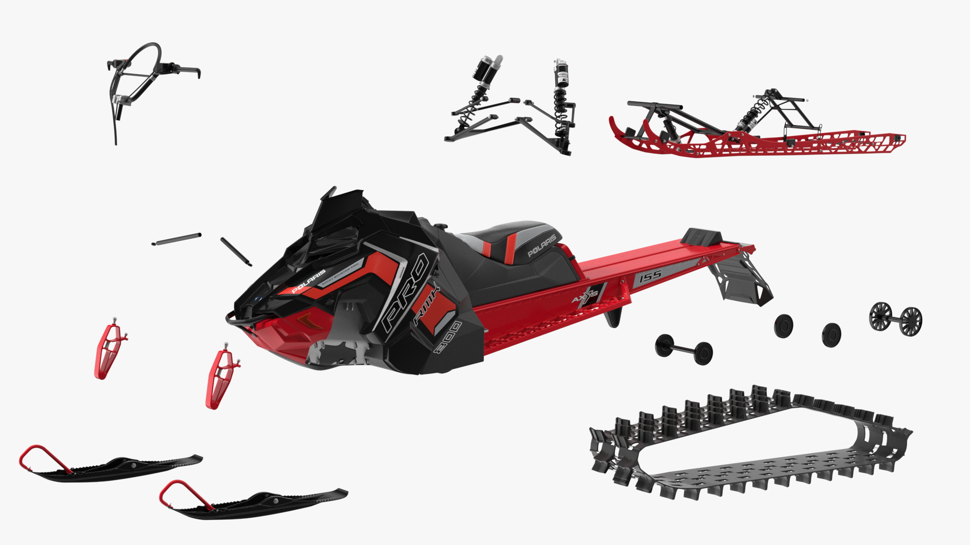 Snowmobile Polaris Red 3D
