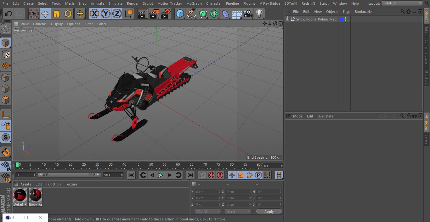 Snowmobile Polaris Red 3D